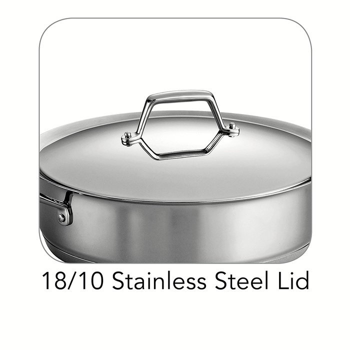 Tramontina Prima 5 Quart 18/10 Stainless Steel Tri-Ply Base Covered Casserole N4