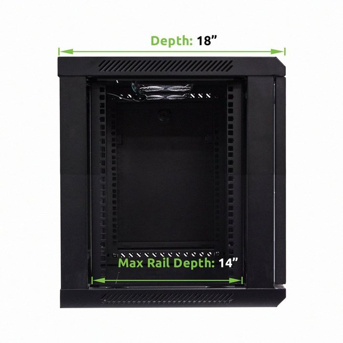 Navepoint 9U Deluxe IT Wallmount Cabinet Enclosure 19-Inch Server Network Rack With Locking Glass Door 16-Inches... N2