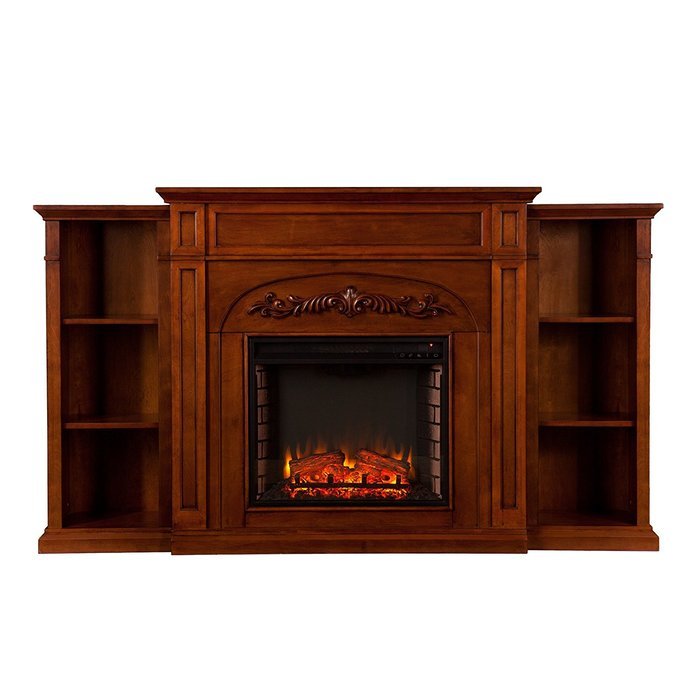 Chantilly Bookcase Electric Fireplace - Autumn Oak