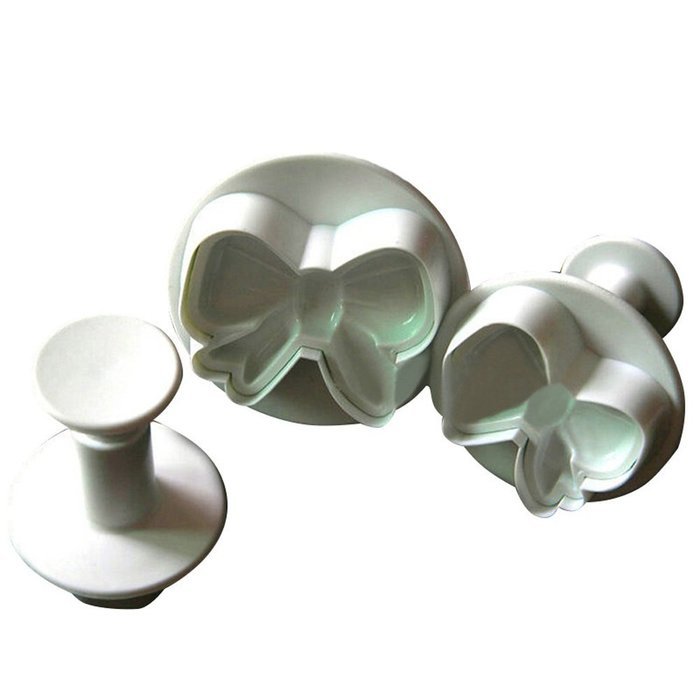 Fashionclubs 3pcs Bow Knot Biscuit Cookie Fondant Plunger Cutter Mold (D)