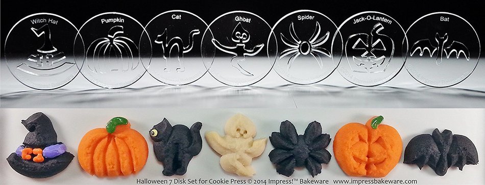 Halloween 7 Disk Set for Cookie Presses (SIZE M disks for presses that came with METAL disks)