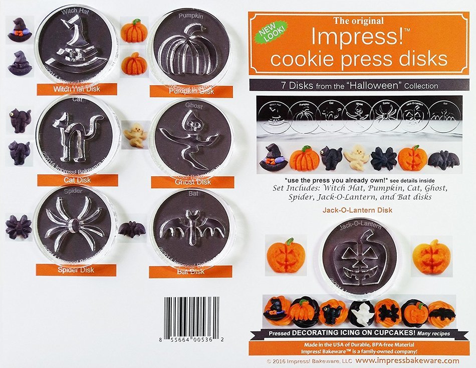 Halloween 7 Disk Set for Cookie Presses (SIZE M disks for presses that came with METAL disks) N2