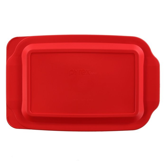 Pyrex Basics 3 Quart Glass Oblong Baking Dish with Red Plastic Lid - 9 inch x 13 Inch by Pyrex N3