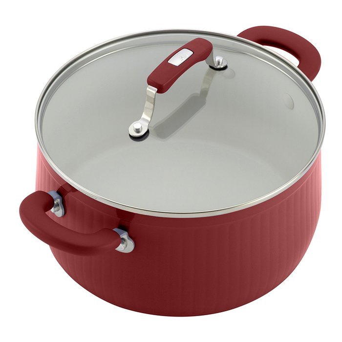 Paula Deen Savannah Collection Aluminum Nonstick 5.5-Quart Covered Casserole, Red N4
