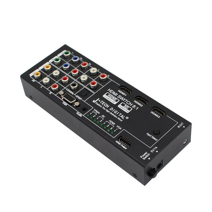 J-Tech Digital &reg; HDMI 1.4 Switch Switcher Box Selector 3 In 1 Out HDMI Audio Extractor Splitter with Optical SPDIF... N8