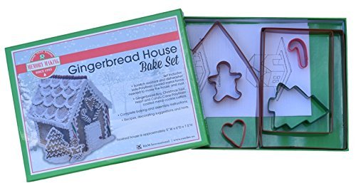 R & M 2090 Gingerbread 7-Piece Cookie Cutter and Baking Set with Recipe and Directions