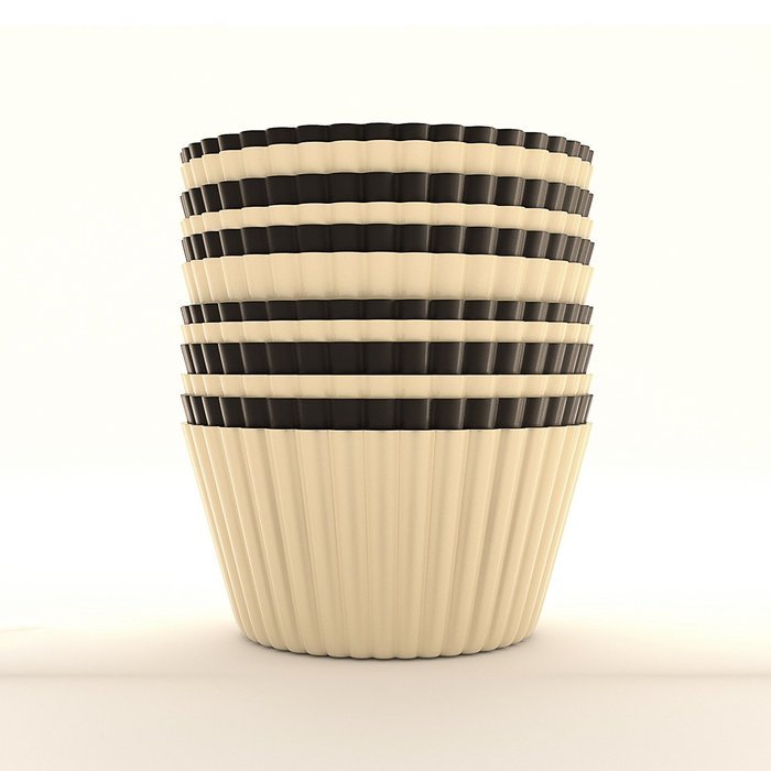 Simple Home Creations Nonstick Silicone Muffin Cups 12 Standard Cupcake Size Cup Cream & Brown N2