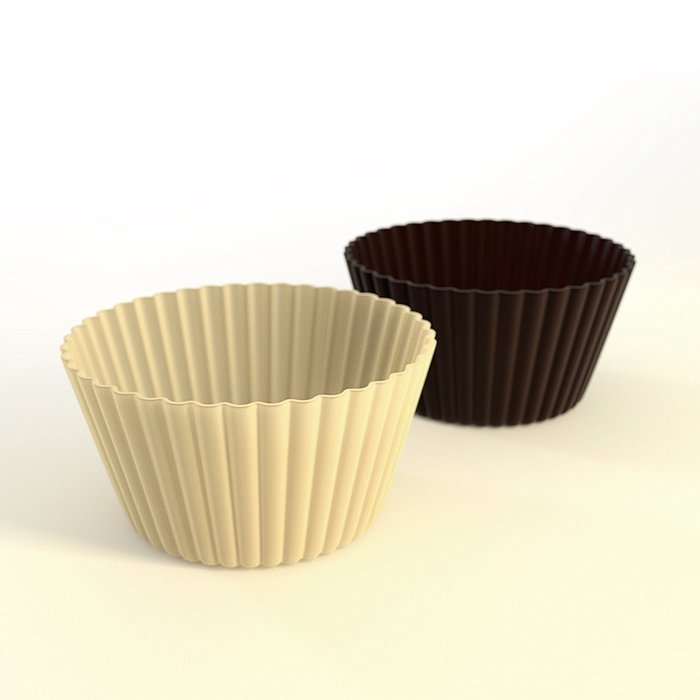 Simple Home Creations Nonstick Silicone Muffin Cups 12 Standard Cupcake Size Cup Cream & Brown N3