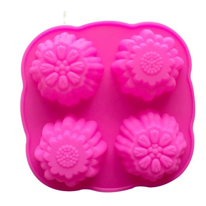 Always Your Chef Reusable Silicone Flowers Shaped Handmade Mooncake Baking Molds Soap DIY Molds, Random Colors