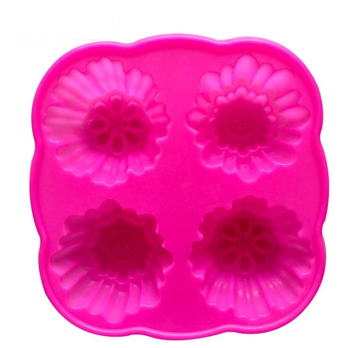 Always Your Chef Reusable Silicone Flowers Shaped Handmade Mooncake Baking Molds Soap DIY Molds, Random Colors N3
