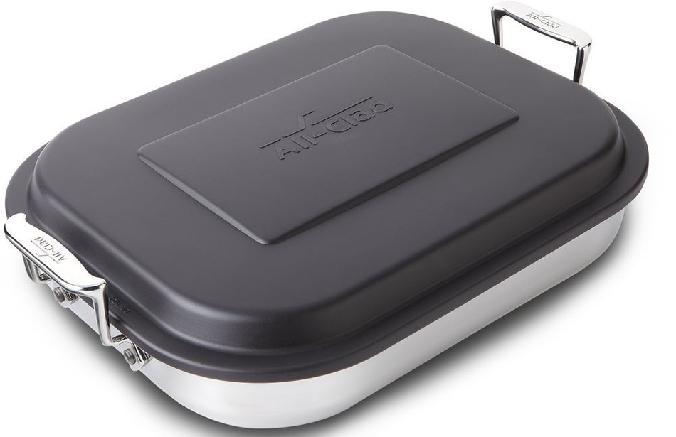 All-Clad 59946 Stainless Steel Lasagna Pan with Lid Specialty Cookware, 14.5 by 11.75 by 2.5-Inch, Silver
