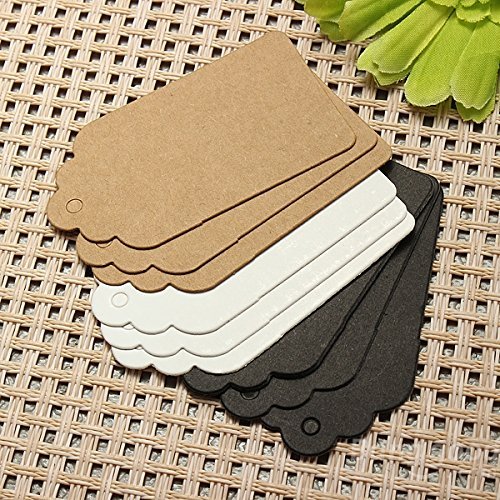 Bargain World 100pcs 7X4CM Scallop Kraft Paper Label Party Wedding Gift Name Cards Hand Draw Name Card N3