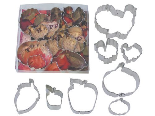 R & M International 8 Piece set of Fall/Harvest/Thanksgiving Cookie Cutters 4" - 1.75"