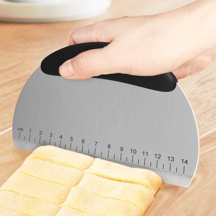 Lasten Pastry Scraper and Wooden Rolling Pin Set, 6.3" x 4.7" Stainless Steel Pastry Cutter, Professional 15"... N2