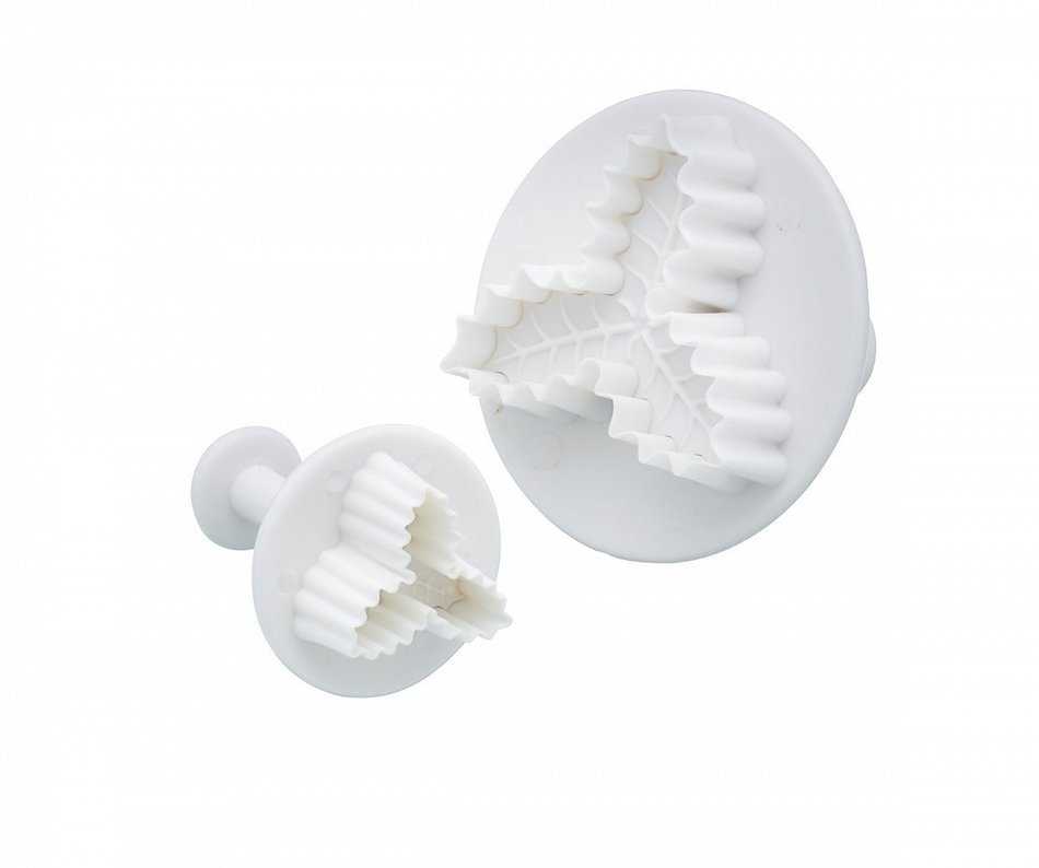 OOOUSE Set of 2pcs Three Leaf Holly plunger Cutter cake decorating fondant embossing tool