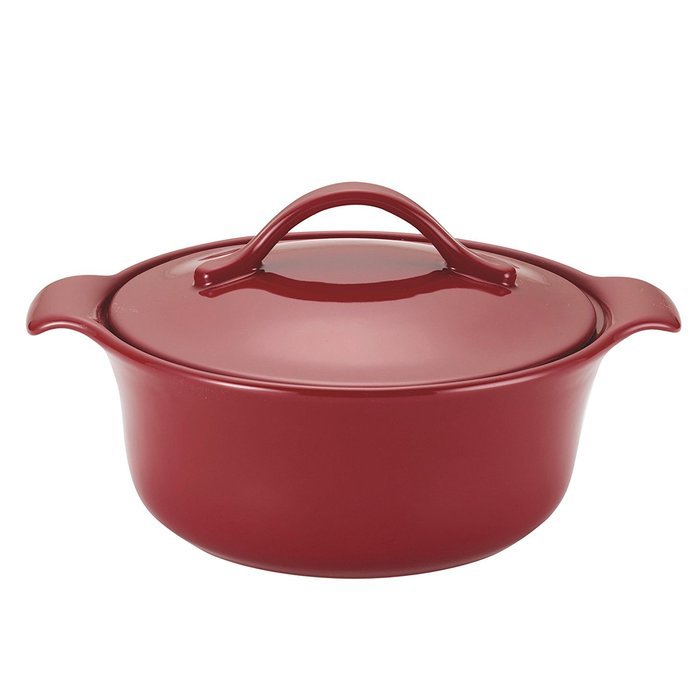 Anolon Vesta Stoneware 2-1/2-Quart Round Casserole, Paprika Red