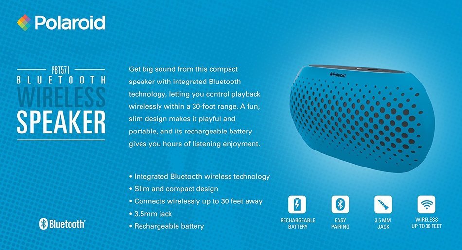 Polaroid PBT571BK Universal Wireless Bluetooth Speaker (Black) N17