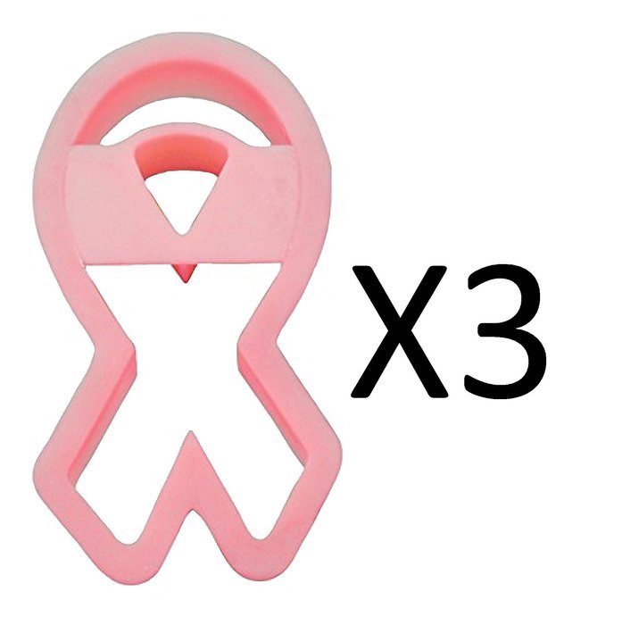 Fox Run Plastic Pink Ribbon Cookie Cutter Breast Cancer Awareness (3-Pack)