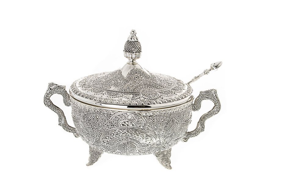 Rosh Hashanah Honey Dish. 3 Piece Silver Plated Honey Dish