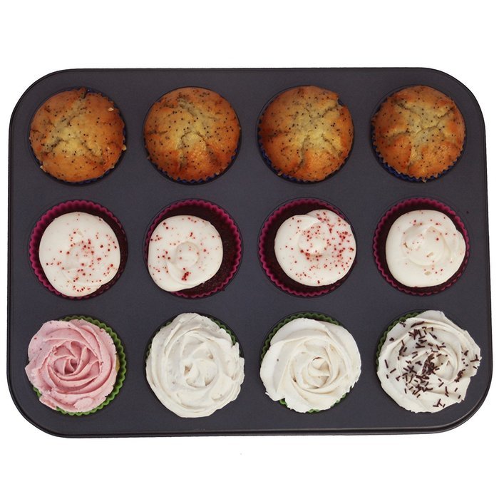 STAR HOME Pan 12 Cup + 12 Removable Silicone Cupcake Holders