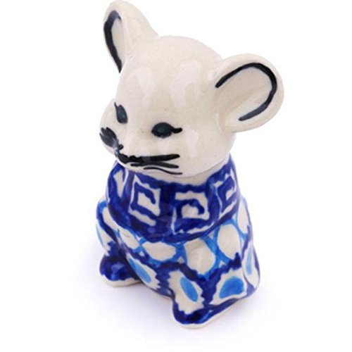 Ceramika Bona H7200G Polish Pottery Ceramic Mouse Figurine Hand Painted, 3-Inch