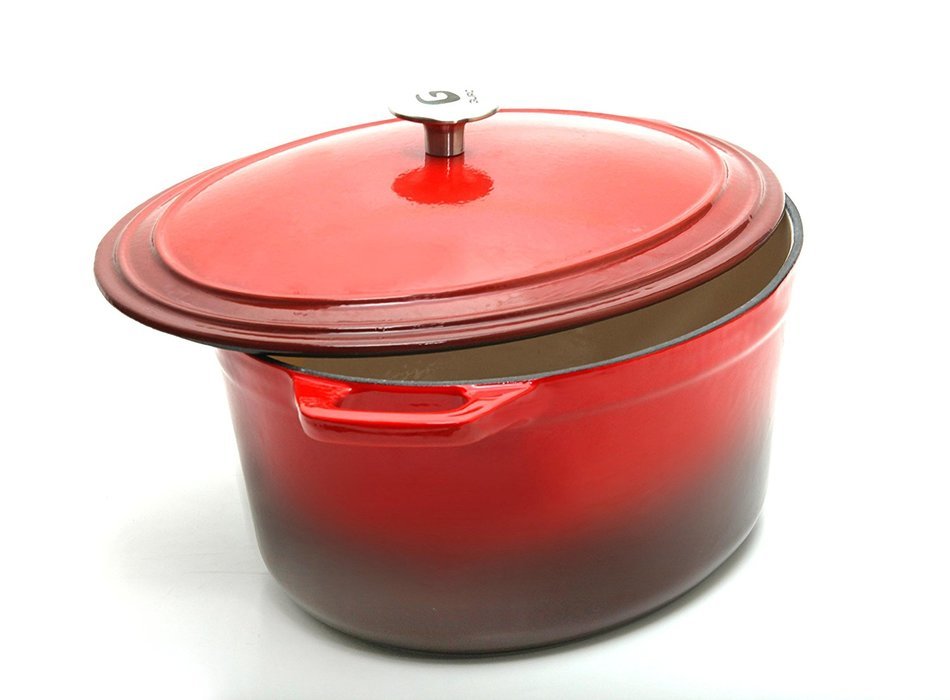 Guro Enameled Cast Iron Oval Dutch Oven Casserole, Red , 7.4QT N2