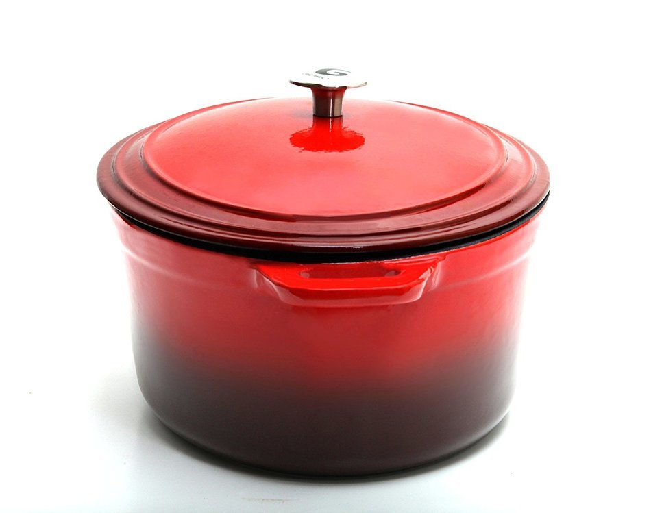 Guro Enameled Cast Iron Oval Dutch Oven Casserole, Red , 7.4QT N3
