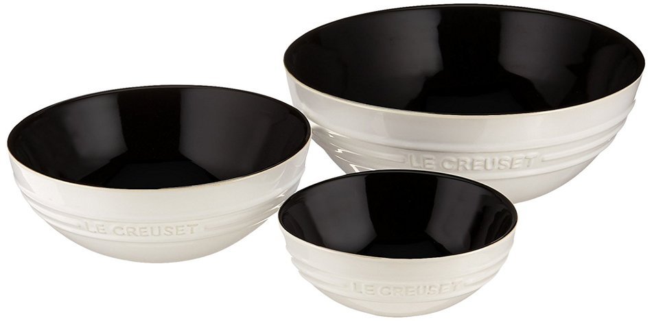 Le Creuset of America Stoneware Multi Bowls (Set of 3), White/Black