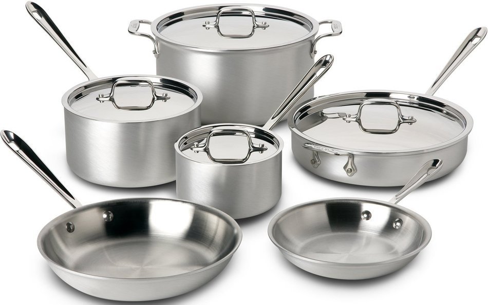 All-Clad 700508 MC2 Professional Master Chef 2 Stainless Steel Tri-Ply Bonded Oven Safe PFOA Free Cookware Set...
