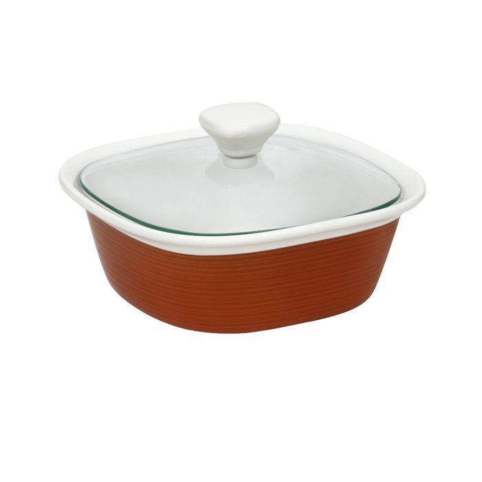 CorningWare Etch 2.5 quart Oblong Dish with Glass Cover in Sand N2