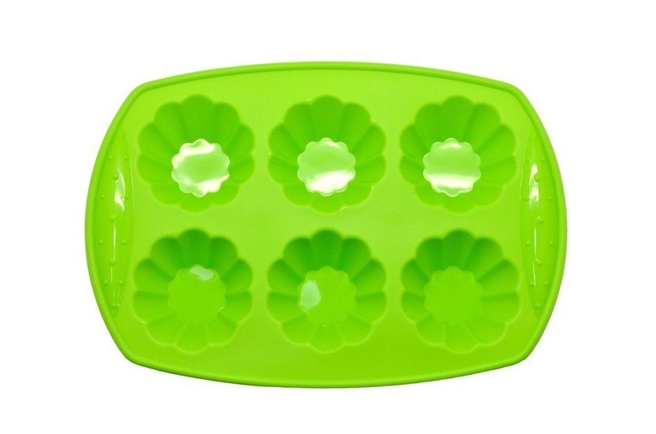 Prime Cook Silicone Cake Pan (6 Flower Shapes) (Green) N2