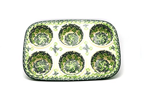 Polish Pottery Muffin Pan - Irish Meadow