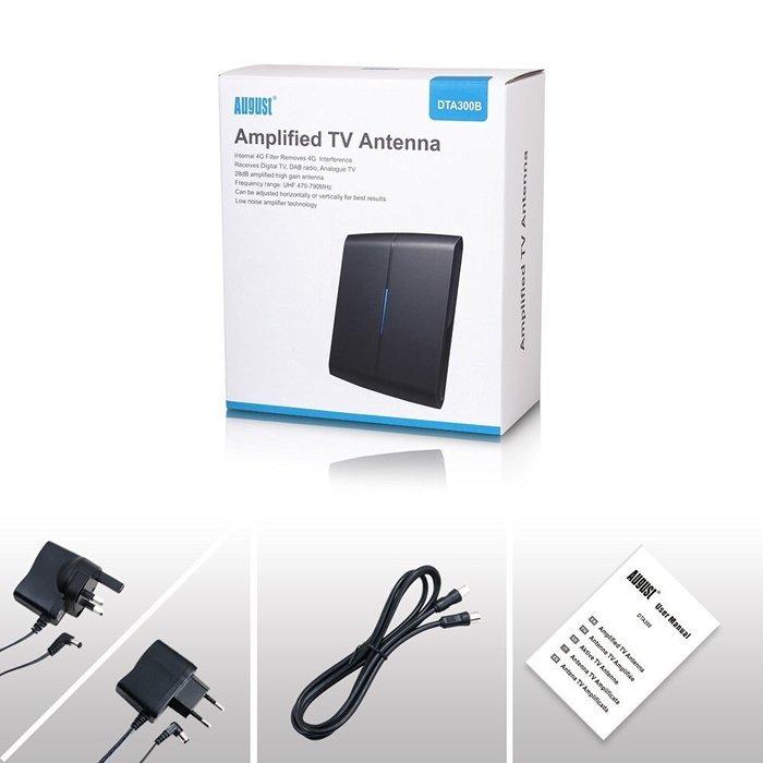 August DTA240 High Gain Digital TV Aerial - Portable Indoor/Outdoor Digital Antenna for USB TV Tuner / ATSC Television... N27