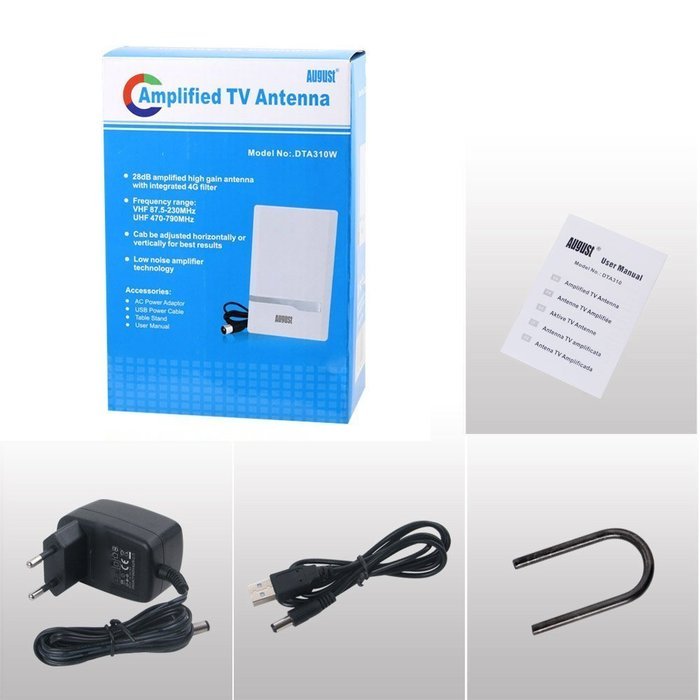August DTA240 High Gain Digital TV Aerial - Portable Indoor/Outdoor Digital Antenna for USB TV Tuner / ATSC Television... N32