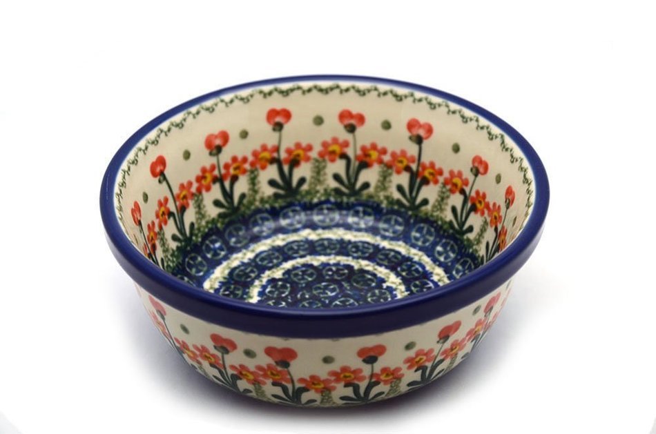 Polish Pottery Bowl - Soup and Salad - Peach Spring Daisy free image ...