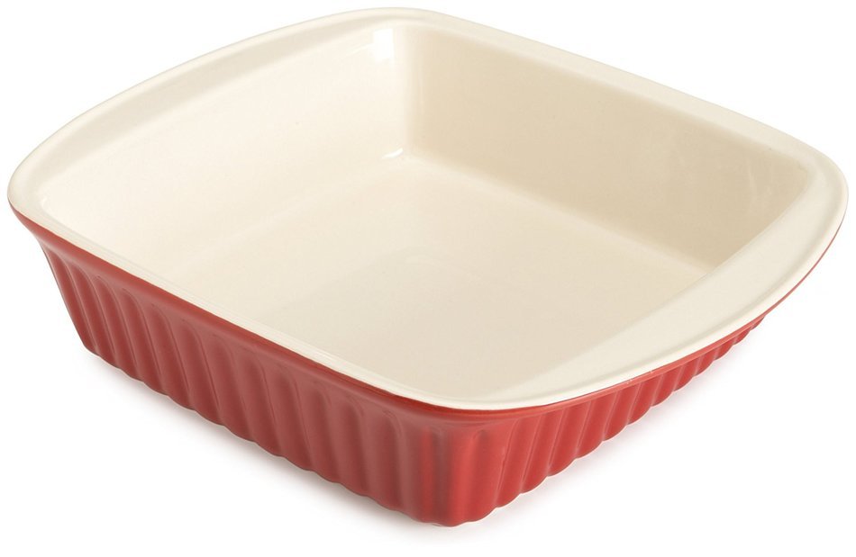 Good Cook 3 Quart Square Ceramic Dish, Red N3