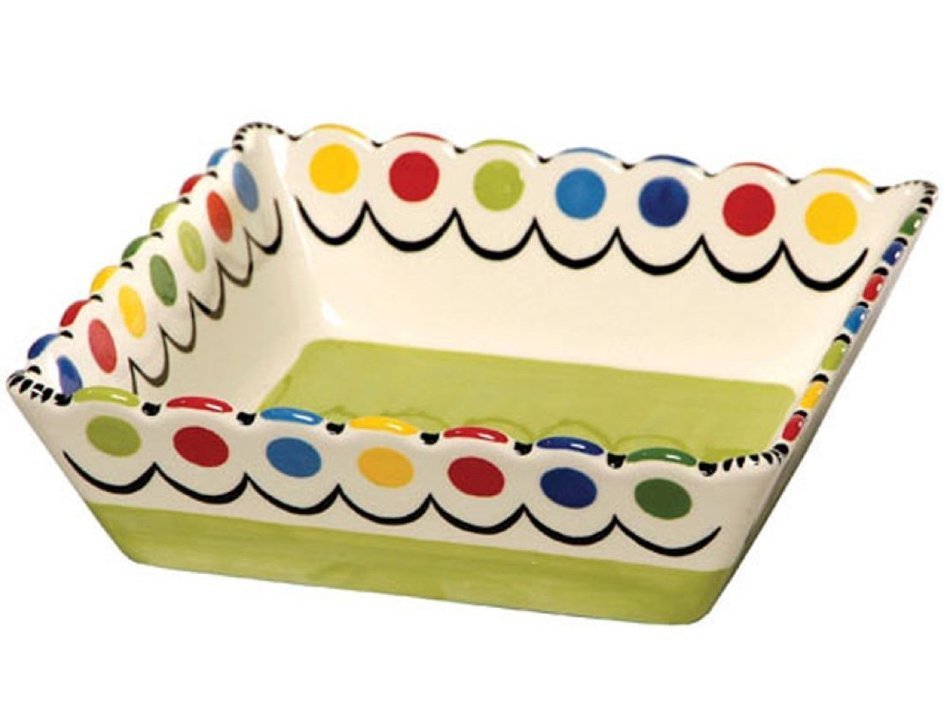 Thompson & Elm M. Bagwell Happy Together Ceramic Square Casserole Dish, Lime Green