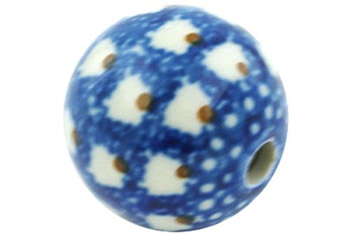 Polish Pottery Bead 1-inch Brown Eyed Peacock N5