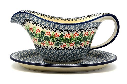 Polish Pottery Gravy Boat - Holly Berry