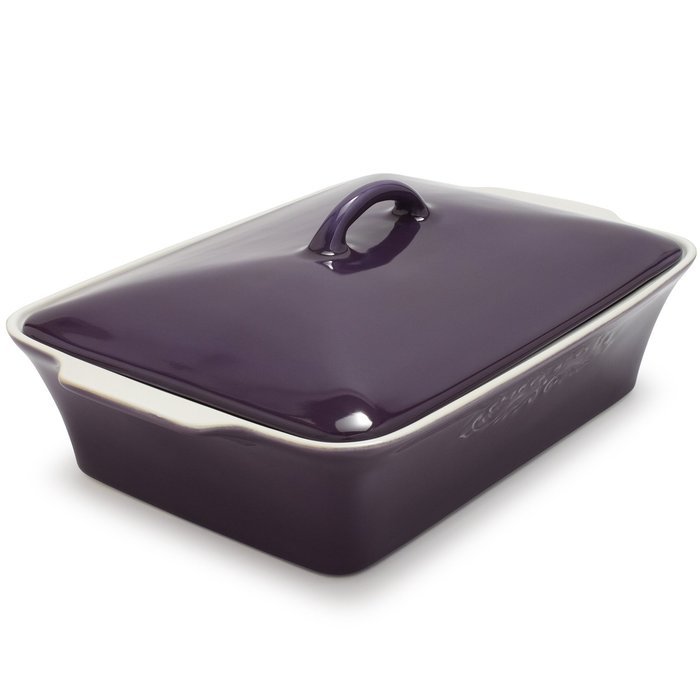 Sur La Table Purple Oven-to-Table Rectangular Stoneware Baker MCG3212 PUR , with Lid