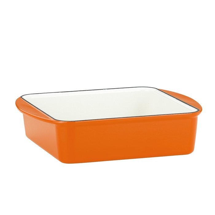 Mario Batali 826688 Enameled Cast Iron Square Baker, 9-Inch, Persimmon