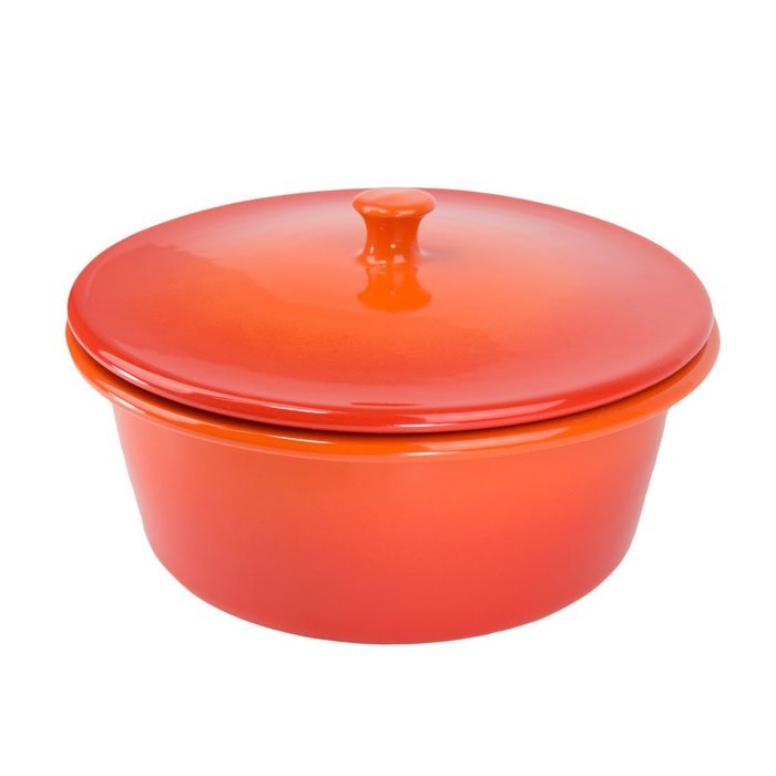 American Bakeware Covered Casserole - Sunset Orange - 3 qts. / 10.5" x 10.5" x 5.75" / Made in the USA