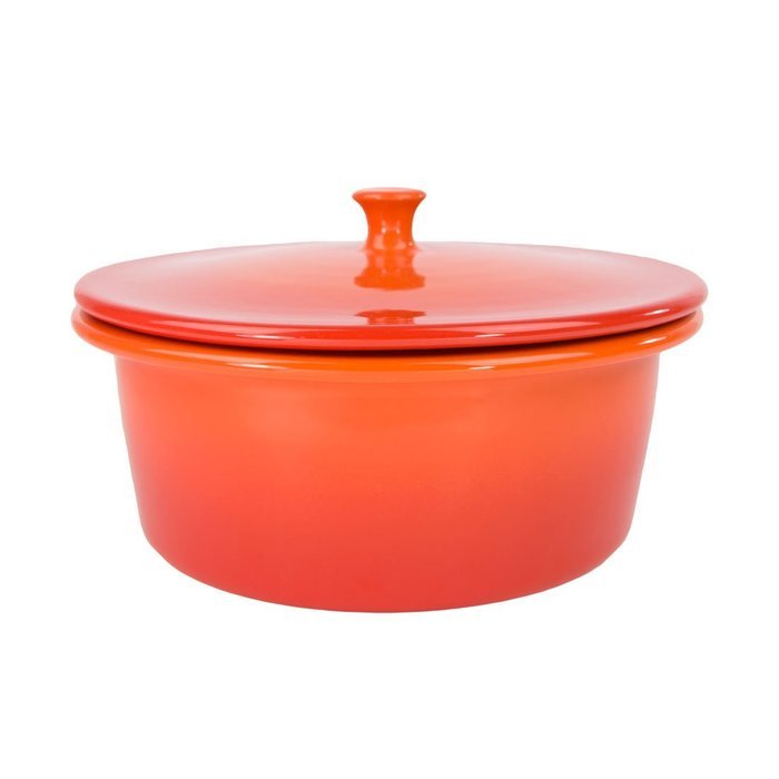 American Bakeware Covered Casserole - Sunset Orange - 3 qts. / 10.5" x 10.5" x 5.75" / Made in the USA N2