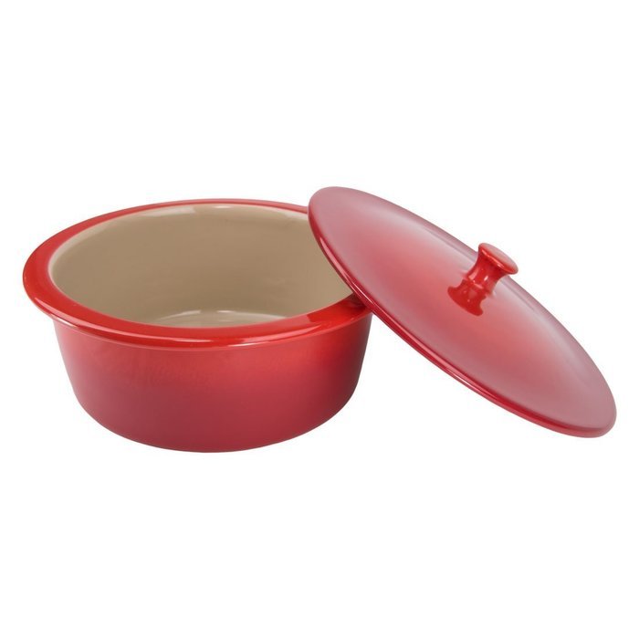 American Bakeware Covered Casserole - Sunset Orange - 3 qts. / 10.5" x 10.5" x 5.75" / Made in the USA N7