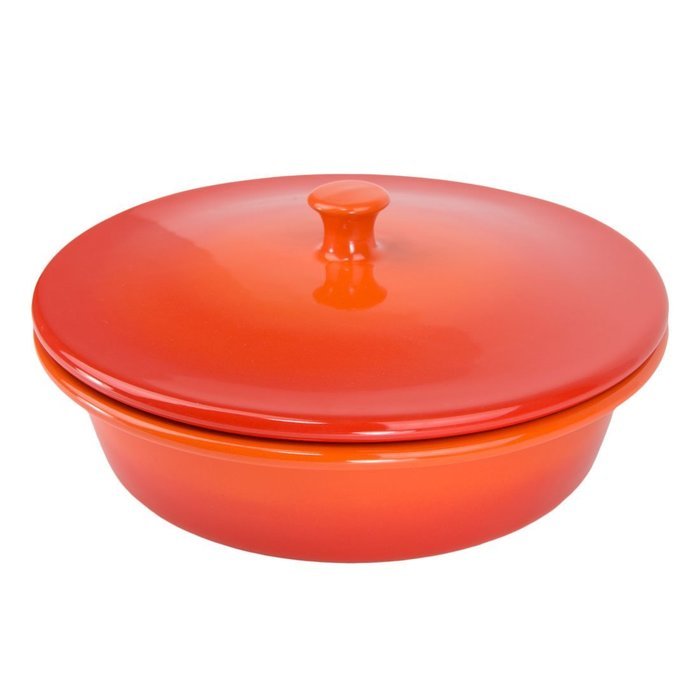 American Bakeware Covered Casserole - Sunset Orange - 3 qts. / 10.5" x 10.5" x 5.75" / Made in the USA N8