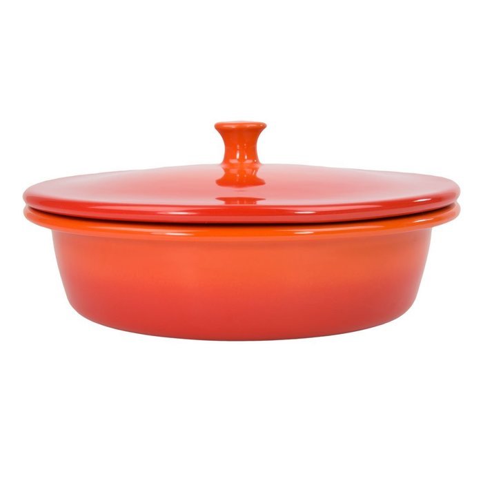 American Bakeware Covered Casserole - Sunset Orange - 3 qts. / 10.5" x 10.5" x 5.75" / Made in the USA N9