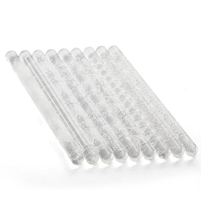 Pack of 5 - Acrylic Embossing Fondant Rolling Pin Fantastic Design for Cake Paste Decoration (Random Pattern)
