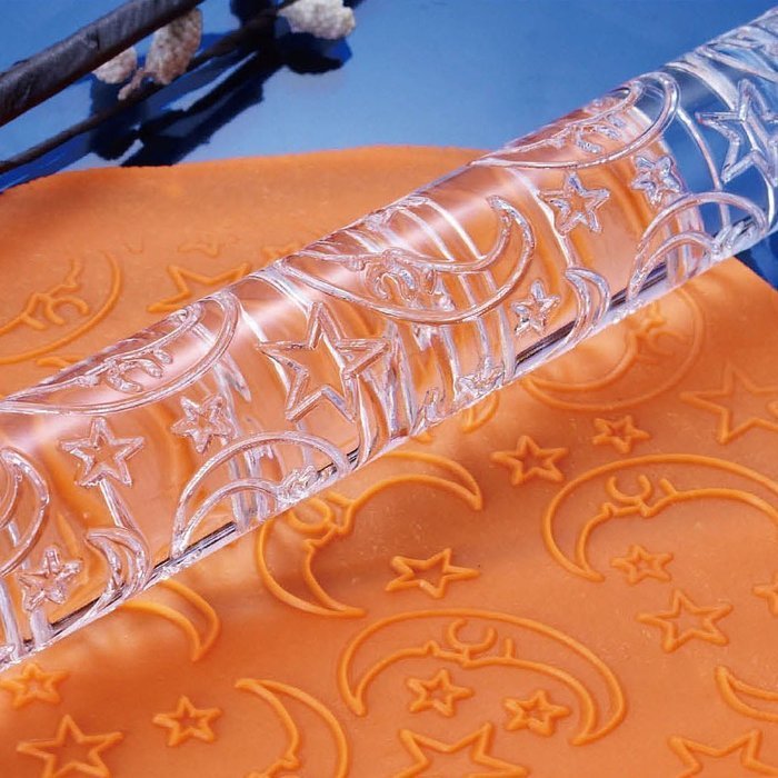Pack of 5 - Acrylic Embossing Fondant Rolling Pin Fantastic Design for Cake Paste Decoration (Random Pattern) N2