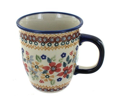 Polish Pottery Red Daisy Coffee Mug