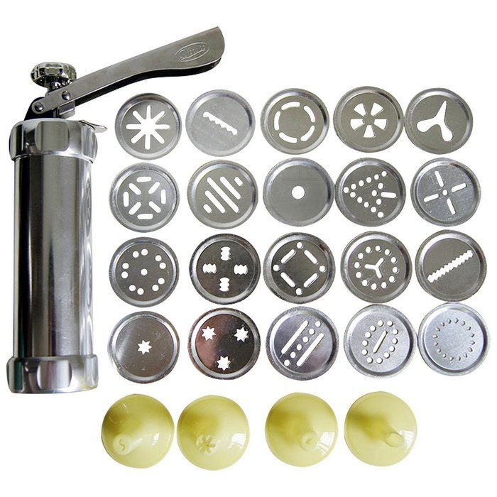 PNBB 1 Set of Aluminum Alloy Cookie Press with 20 Disks and 4 Icing Tips